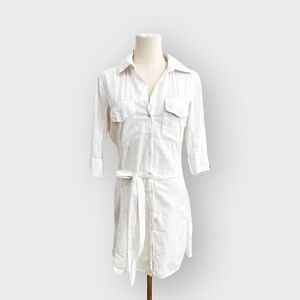 JAMES PERSE White Button Down Waist Tie Shirt Dress (Sz 1)